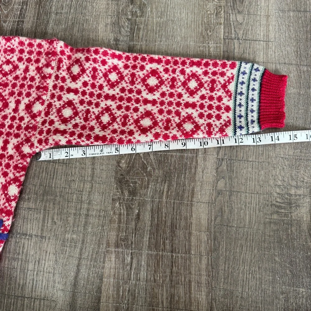 Kids Vintage Red Fair Isle Sweater with Floral Border